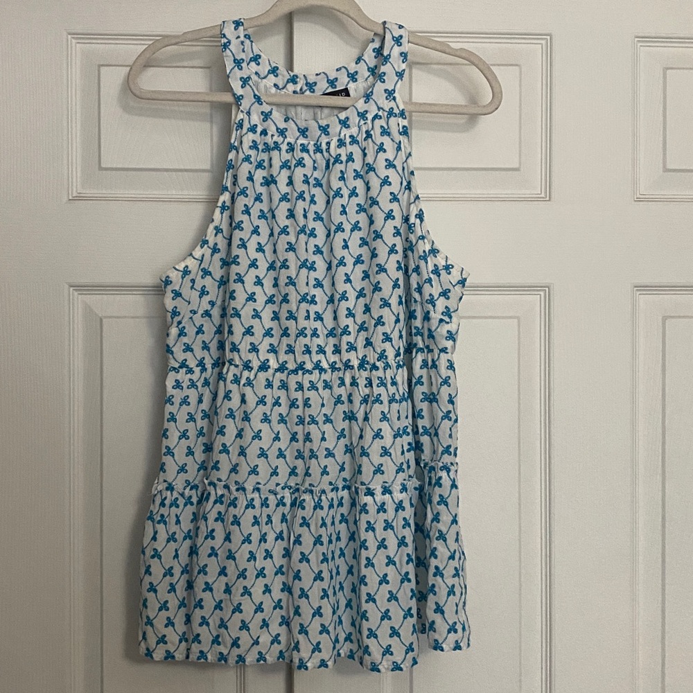 Torrid women’s top with Blue Floral on White